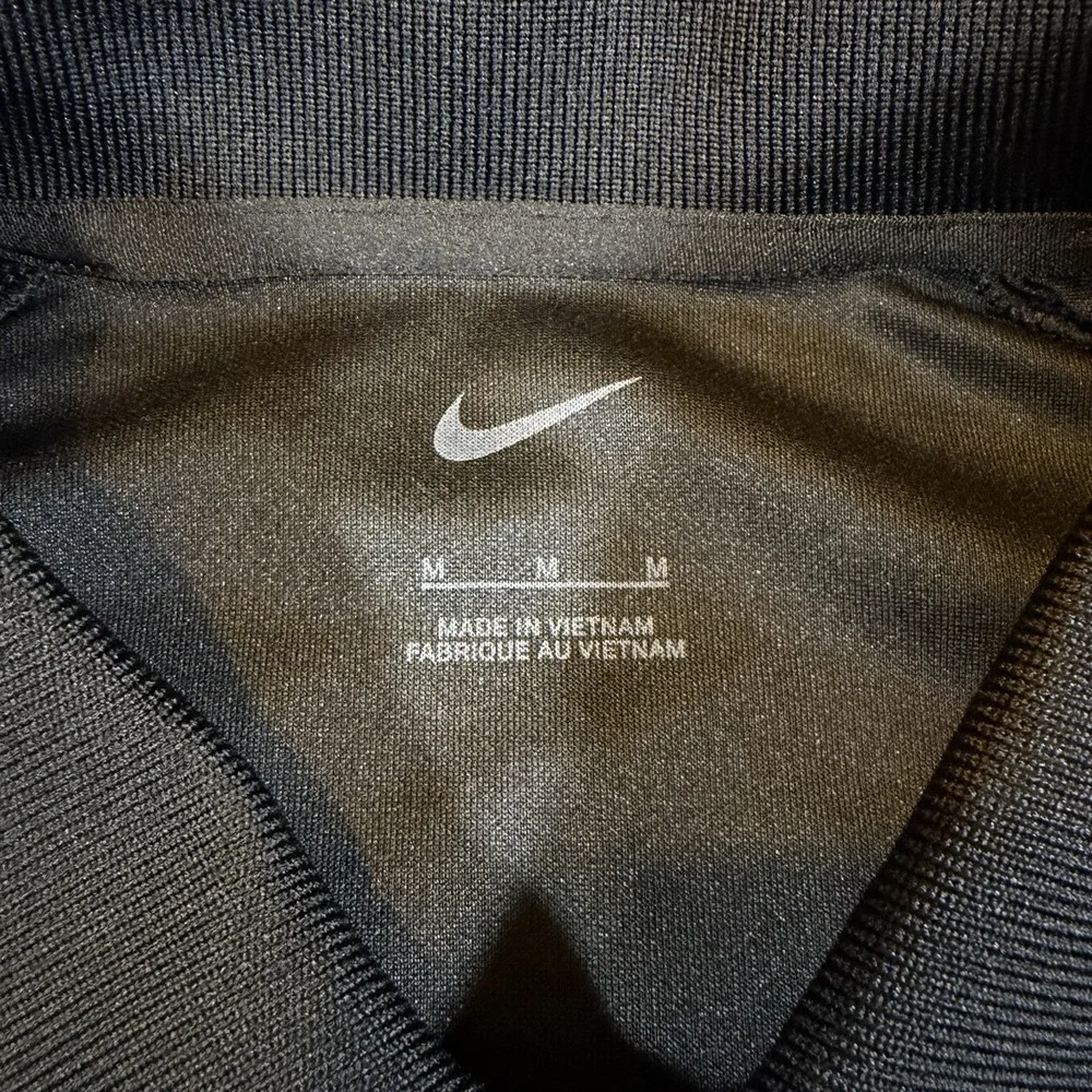 Nike Mens M Performance Short Sleeve Polo Black Embroidered Ally‎ Bank Sleeve